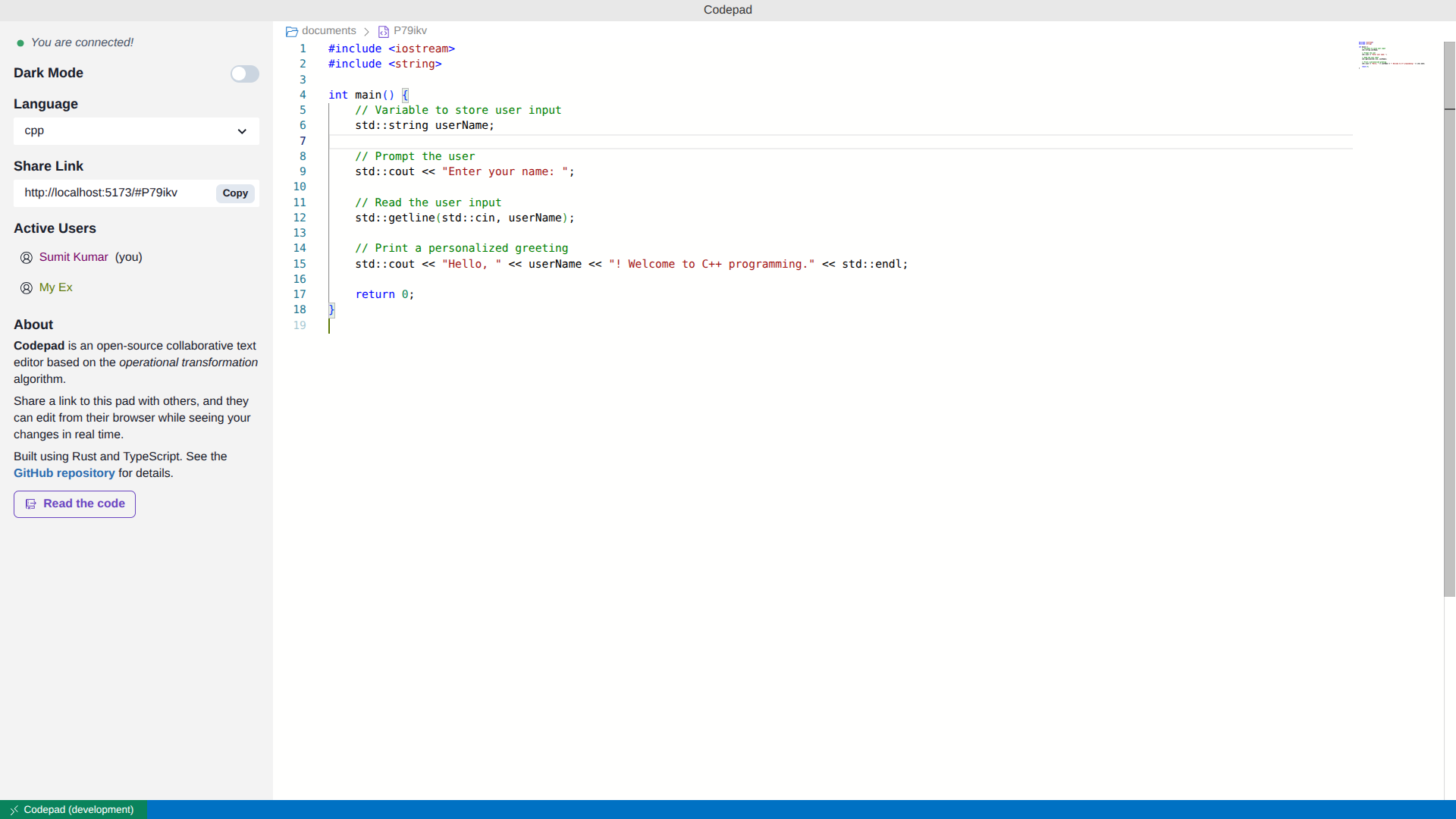 Codepad preview image